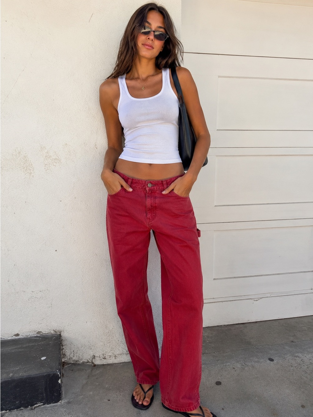 Vintage 90s Tommy Hilfiger Red Carpenter Pants High Rise Utility Straight Leg 12